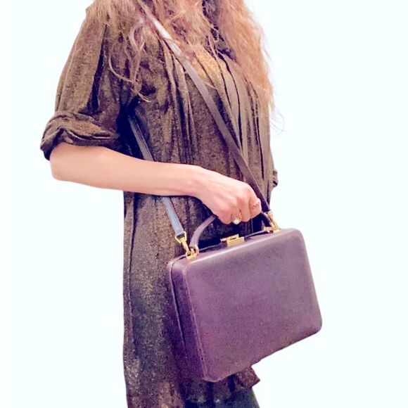 Gucci rare box purple leather bag with strap - Picture 13 of 15